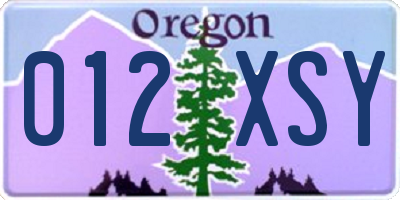 OR license plate 012XSY