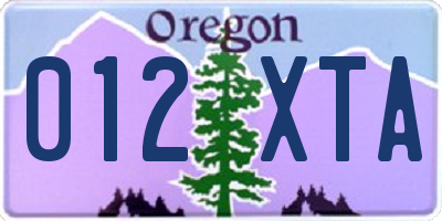OR license plate 012XTA