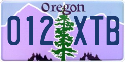 OR license plate 012XTB