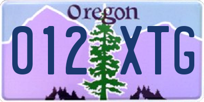 OR license plate 012XTG