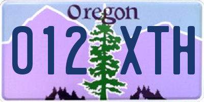 OR license plate 012XTH