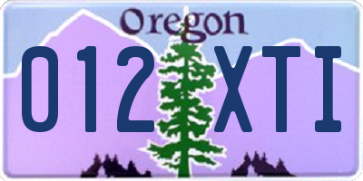 OR license plate 012XTI