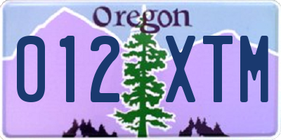 OR license plate 012XTM