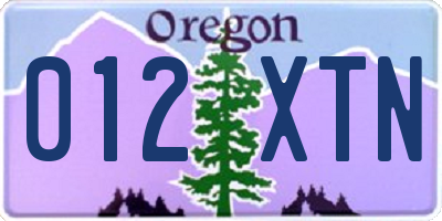 OR license plate 012XTN