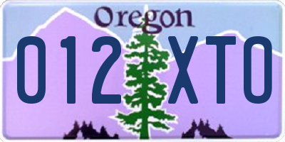 OR license plate 012XTO