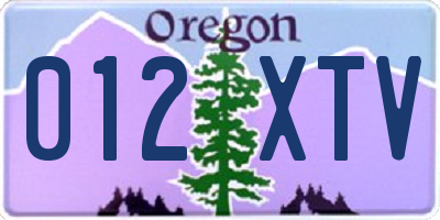 OR license plate 012XTV