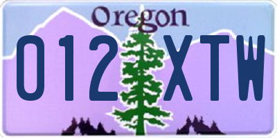 OR license plate 012XTW