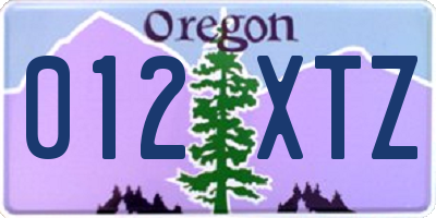 OR license plate 012XTZ