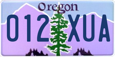OR license plate 012XUA