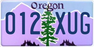 OR license plate 012XUG