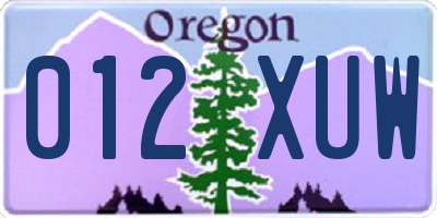 OR license plate 012XUW