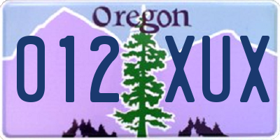 OR license plate 012XUX