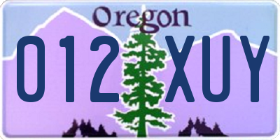 OR license plate 012XUY