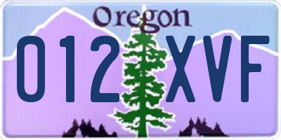 OR license plate 012XVF
