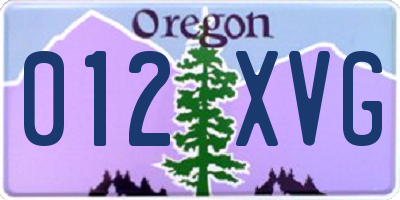 OR license plate 012XVG