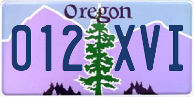 OR license plate 012XVI