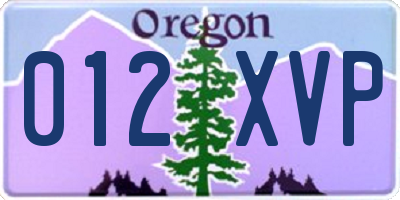 OR license plate 012XVP
