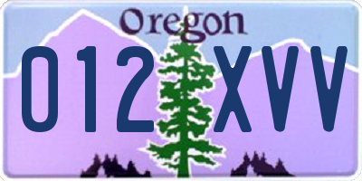 OR license plate 012XVV