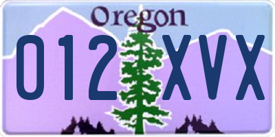 OR license plate 012XVX