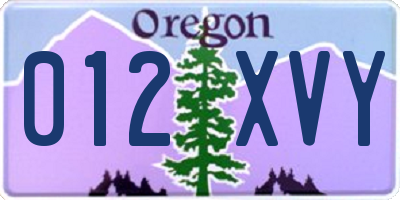 OR license plate 012XVY