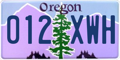 OR license plate 012XWH