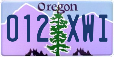 OR license plate 012XWI