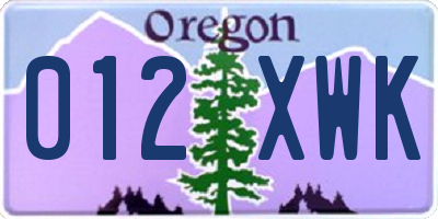 OR license plate 012XWK