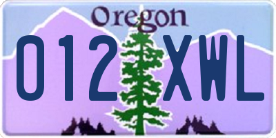 OR license plate 012XWL