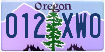 OR license plate 012XWO