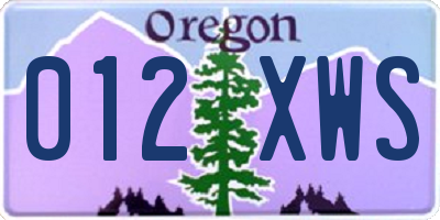 OR license plate 012XWS