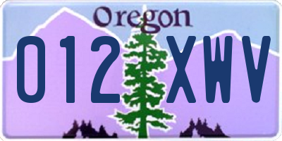 OR license plate 012XWV