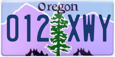 OR license plate 012XWY