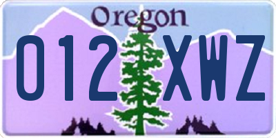 OR license plate 012XWZ