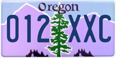 OR license plate 012XXC