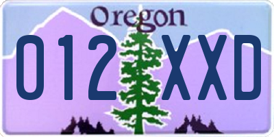 OR license plate 012XXD