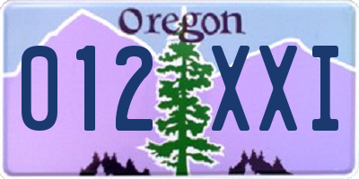 OR license plate 012XXI