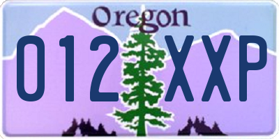 OR license plate 012XXP