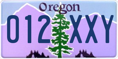 OR license plate 012XXY