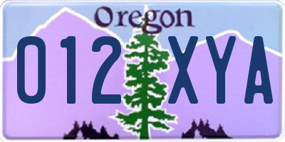 OR license plate 012XYA