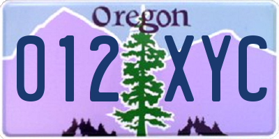 OR license plate 012XYC