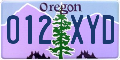 OR license plate 012XYD