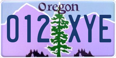 OR license plate 012XYE