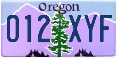 OR license plate 012XYF