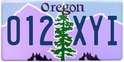 OR license plate 012XYI