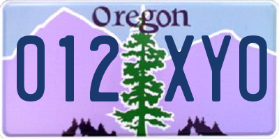 OR license plate 012XYO