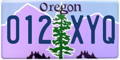 OR license plate 012XYQ