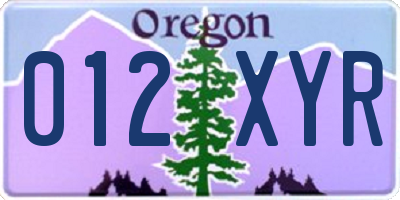 OR license plate 012XYR