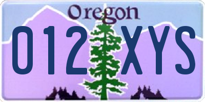 OR license plate 012XYS