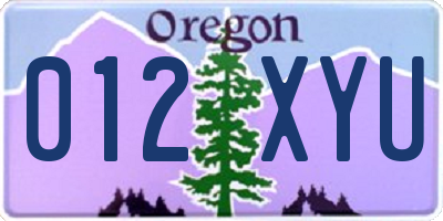 OR license plate 012XYU
