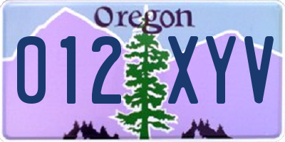 OR license plate 012XYV
